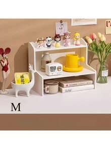 1pc White Wood-Plastic Composite Storage Rack For Bedroom,Living Room,Office, Dorm Desktop Organizer For Cosmetics, Figurines, Books, Pens, Calendar, Lipstick, Facial Mask Etc. Acrylic Ladder Display Stand, 3-Tier Trapezoidal Display Stand, Home Storage Display Stand Jewelry Cosmetics Display Stand, Multi-Layer Organizer Transparent Display Stand Cake Stand Perfume Rack - White - View 7