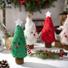1pc Christmas Decoration Creative Christmas Tree Shaped Figurine Ornament 3D Mini Desktop Christmas Tree - Multicolor - View 3