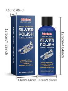 100毫升大容量银饰清洁剂，可去除银器上的黑色污渍、黄色污渍，适用于清洁戒指、银杯、项链等。另有白色和绿色迷你抛光条湿巾，可用于擦洗银器、抛光指甲和珠宝，提亮金属银饰。