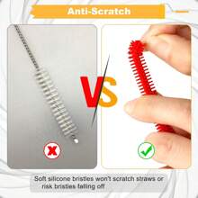 硅胶清洁刷厨房用品婴儿吸管清洁刷超长吸管清洁刷，可重复使用且柔软的硅胶吸管清洁刷，可清洁缝隙，非常适合清洁玻璃、硅胶、金属塑料吸管