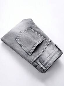 Teen Boy Distressed Gray Ripped Casual Jeans, - Grey - View 6