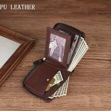 Vintage Multifunctional Bifold Wallet For Men PU Leather Multi-Card Zipper Wallet, ID Credit Card Wallet With ID Window, Minimalist Front Pocket Design, High-Capacity Money Clip, Perfect Gift For Men