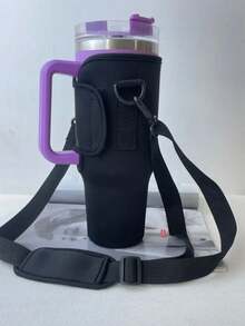 30/40 onzas.Funda para Taza Nonpareil con Correa de Hombro Ajustable, Bolsa para Taza con Soporte para Pajita - Negro - Ver 9