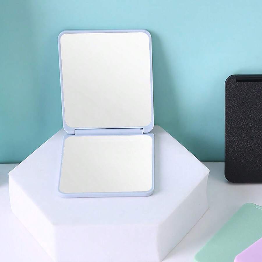 Pocket Mirror, Compact Travel Makeup Mirror, Double-Sided, Portable, Foldable, Handheld, Small Mirror, Can Be Used As A Gift (1 Piece) - Màu xanh lam - Xem 1