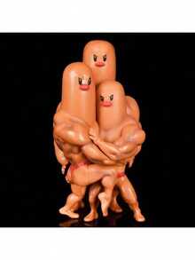 1pc Funny Muscular Man Shaped Figurine, GK, Mole Brothers, Humorous Decorations, Anime Figure, Desktop Decor, Gift, Creative & Interesting