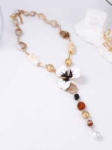 1 件优雅奢华高端设计合金滴油花树脂串珠 Y 型项链，适合女士