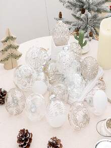 9 Pcs Christmas Baubles - Clear Christmas Tree Baubles, 8cm Painted Holiday Wedding Bauble Set | Shatterproof Ornaments For Christmas Tree Decoration, Premium Hanging Tree Pendant Ornaments For Decor,Transparent Christmas Balls, Christmas Tree Pendants, Christmas Tree Decorations Christmas Decorations Winter Room Decor Christmas Decorations Home Christmas Gifts Christmas Decor - Multicolor - View 6