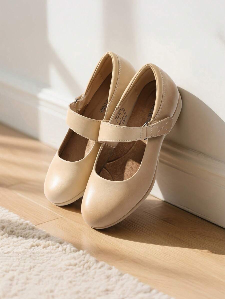 Women's Flats Arch Support Comfortable Casual Ballet Mary Business Office For Women Dressy And Work Ankle Strap Dress Flats Shoes - Màu be - Xem 1