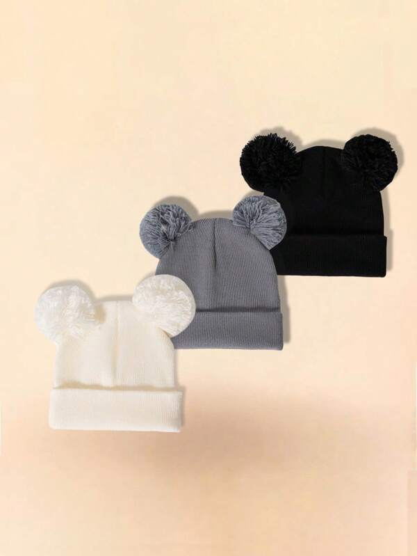 1 pieza/3 piezas Gorros tejidos cálidos y a prueba de viento para niños, gorras de colores combinados para bebés de 1 a 8 años, otoño/invierno