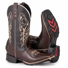 Men's Texan Country Boot, Square Toe, Rubber Sole, Delegate - Rỉ Nâu - Xem 2