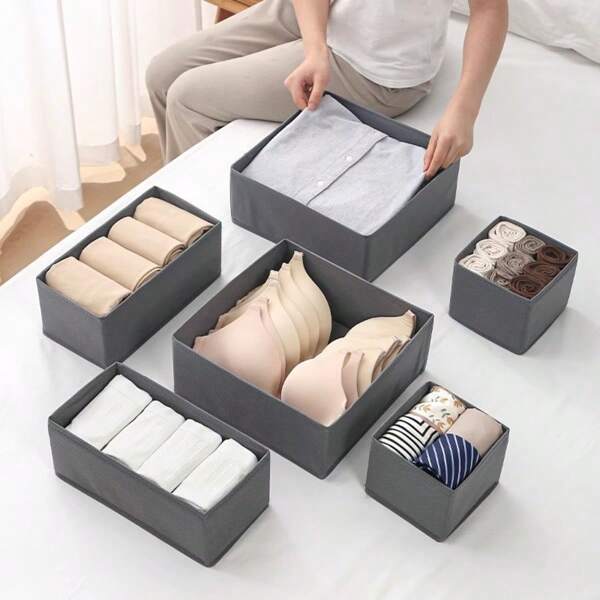 3-delige verpakking opvouwbare stoffen opbergdoos, kast, ladekast, organizer, stoffen manden, bakken, containers, verdeler voor kleding, ondergoed, bh's, sokken, kleding