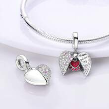 1pc Silver-Plated Unique Design Treasure Hunt Surprise Openable Box, Curious Egg, Pet Paw Print, Four-Leaf Clover Pendant Beads, Suitable For Bracelet, Necklace DIY Jewelry Making, Party, Birthday Surprise Gift - Silver - View 4