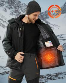 Cotrasen Men's Waterproof Ski Jackets With Detachable Hat Winter Windproof Hiking Raincoat