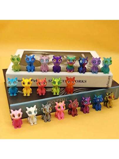 20 قطعة من التنانين الصغيرة المطبوعة ثلاثية الأبعاد - مناسبة للديكور الخيالي الملون للمنازل والمكاتب والسيارات، هدايا لحفلات عيد الميلاد/هالوين/عيد الميلاد، هدايا تبادل لموسم التخرج