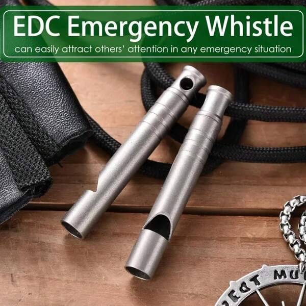 Outdoor Titanium Emergency Whistle Survival Safety MINI Whistle EDC Whistle Necklace Hiking Camping Trip Explore Survival