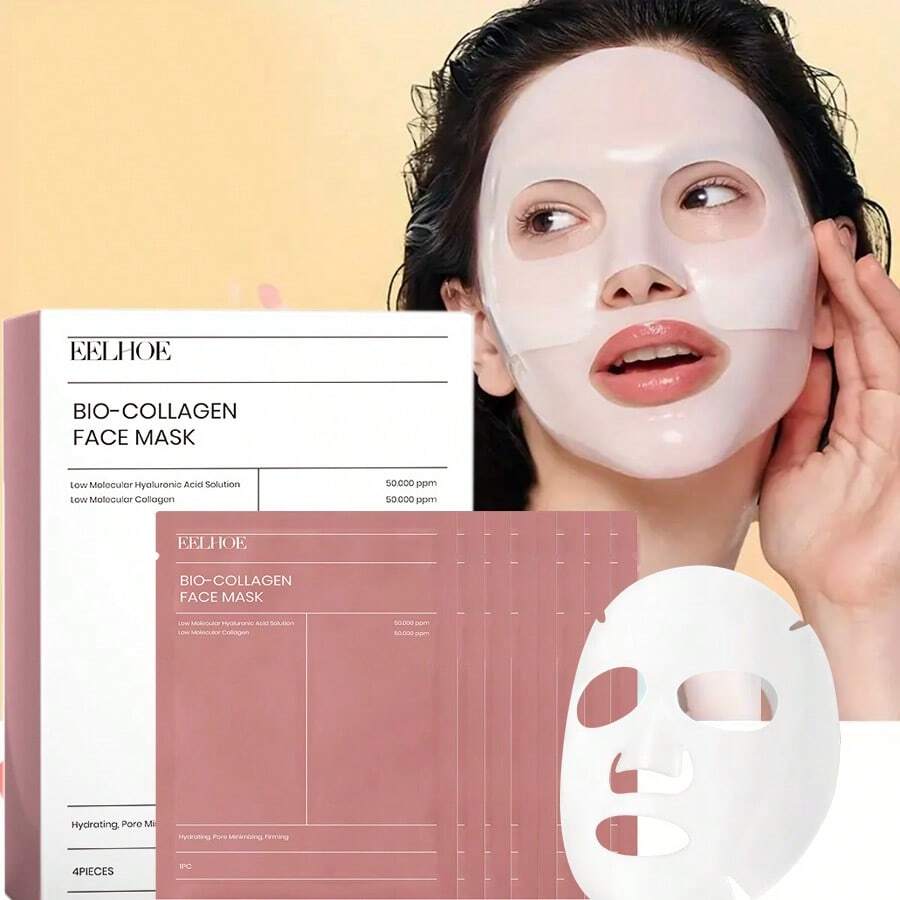 EELHOE 16pcs Bio Collagen Face Masks With Hyaluronic Acid And Collagen Overnight Micro Hydrogel Masks - Firming & Moisturizing Alcohol-Free Skincare For All Skin Types, Korean Skincare Essentials, Jelly Modeling Mask For Glowing Skin, DIY Home Spa Care - Bio Collagen Face Masks - 查看 1