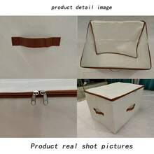 1/2 Packs Storage Bins With Zipper Lid Fabric Lidded Storage Baskets Boxes Foldable Washable Closet Shelf Clothes Organizer Container With Handles (Beige) - Beige - View 10