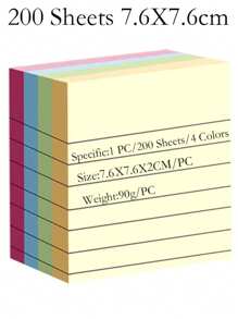 100/200 fogli Notes adesivi a righe di 4 colori, portatili, per studenti, marcatori per note scritte, notes adesivi, facili da applicare, blocchetti per ufficio, casa, scuola, in due formati grande e piccolo, accessorio utile per ufficio, forniture scolastiche, di ritorno a scuola