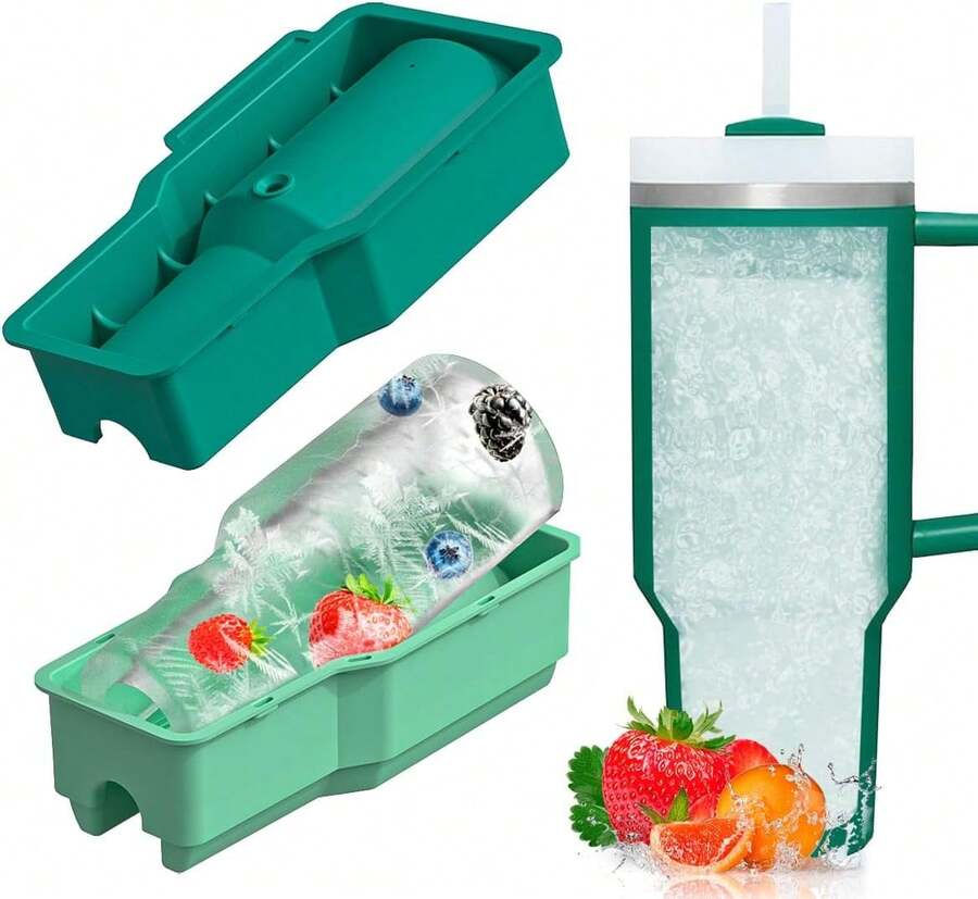 Silicone Ice Cube Tray Easy To Release, No-Spill Design Keeps Drinks Cold All Day Flexible & Durable Perfect For Cocktails, Iced Coffee & More Green,11114387 - 軍綠色 - 查看 1