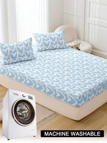 1pc Heart Pattern Bedsheet, Soft & Comfortable Bedroom Mattress Protector Cover, Includes Fitted Sheet Only, Machine Washable - Multicolor - View 7