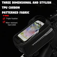 Waterproof Bicycle Handlebar Bag With Phone Holder - PU Material, Frame Front Pouch Fits Mountain Bike And Road Bike, Secure Zipper Closure, Black, Cycling Storage | Reflective Feature | Waterproof Bag, Bike Bag