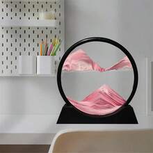 7-Inch Black-Framed Circular Quicksand, Quicksand Ornaments, Suitable For Office Desks, Bedrooms And Other Places, Perfect Festival Gifts - Red - View 8