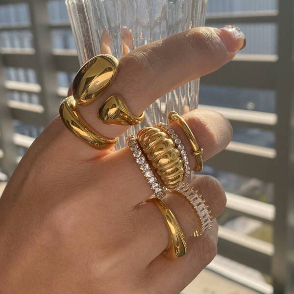 1  Titanium Steel Ring Light Luxury High-End Feel Hand Jewelry Non-Fading Rings Cross-Border Stainless Steel Jewelry