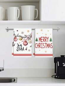 2pcs Christmas Kitchen Towels, Reusable Kitchen Decoration Hand Towels, Christmas Ball Merry Christmas Design, Suitable For Christmas Kitchen Restaurant Decoration Towels, Kitchen Cleaning Supplies, Winter Party Supplies - Christmas Decoration Towel-02 - View 4