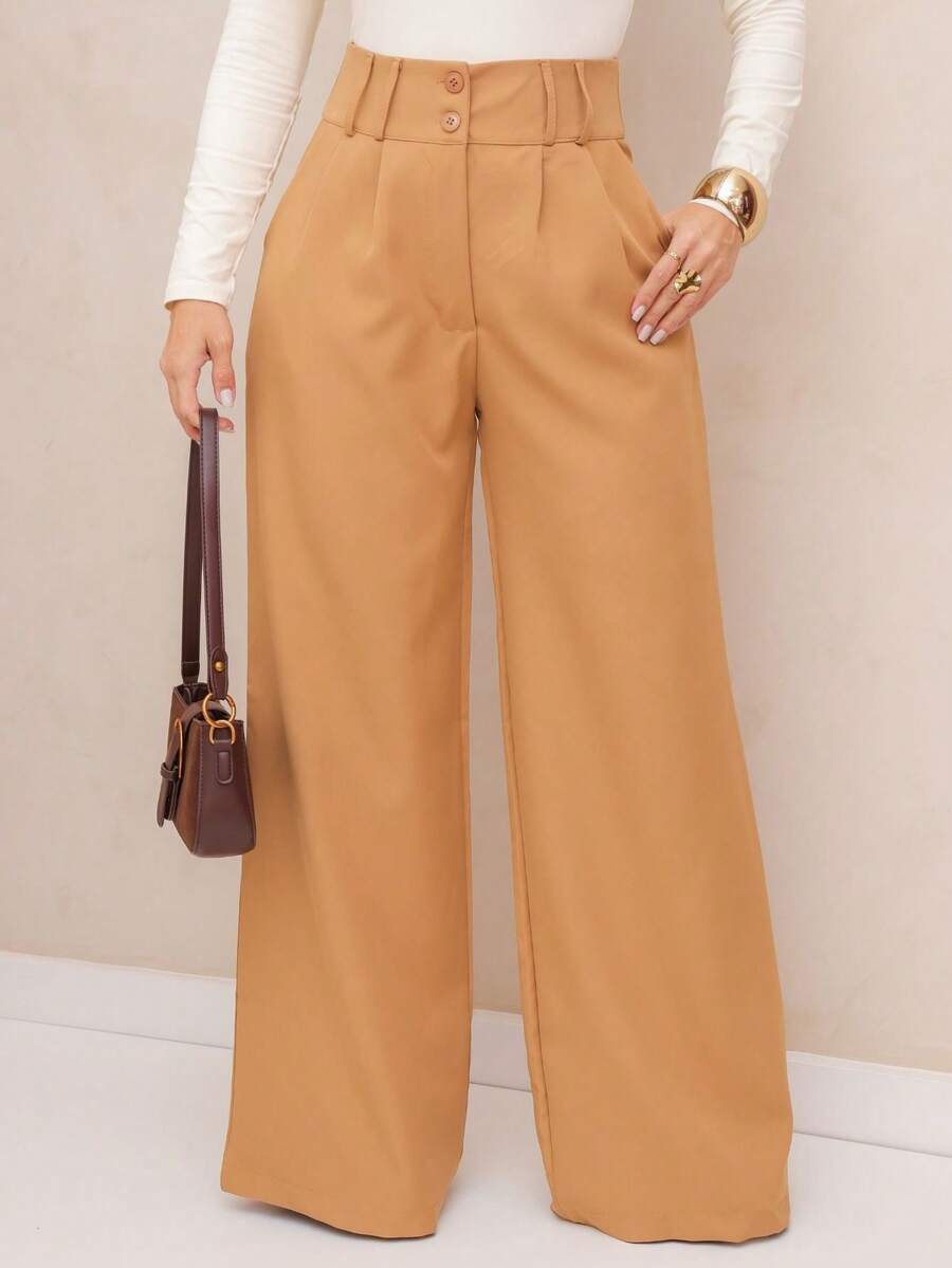Women Pants - 駝色 - 查看 1
