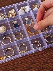 2/1 Pieza de caja de almacenamiento fija y transparente de 28 rejillas, adecuada para joyas con diamantes y cuentas, caja de almacenamiento multifuncional, diseño conveniente, el mejor regalo para madres, amigos, maestros, compañeros de clase, bodas, regalo interesante