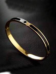 1 szt. Modna czarna bransoletka ze stali nierdzewnej z glazurą kroplową, uniwersalna dla kobiet
