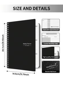1 件 ADHD 周计划本，A5 简约周计划本，每日计划本，带待办事项列表和习惯追踪器，任务管理目标实现，52 页，办公和学校用品，返校，学生礼物