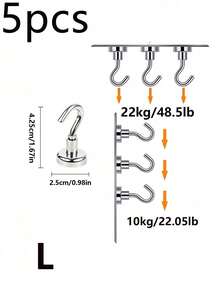 Bộ 1/5/10 móc từ tính mạnh, móc treo đồ dùng nhà bếp, móc từ tính Neodymium mạnh mẽ, thích hợp để treo đồ, phụ kiện nhà bếp, móc đựng dụng cụ nấu nướng, áp dụng cho du lịch, cắm trại, tiệc nướng, nhà bếp, tủ lạnh, tường nhà để xe, có thể treo túi xách, móc treo quần áo, chìa khóa, đồ dùng du lịch, cũng rất cần thiết cho học sinh, sinh viên khi trở lại trường học và đại học. - Bạc - Xem 18