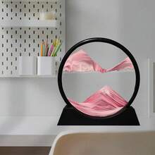 7-Inch Black-Framed Circular Quicksand, Quicksand Ornaments, Suitable For Office Desks, Bedrooms And Other Places, Perfect Festival Gifts - Red - View 6
