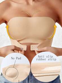 Women Seamless Button Front Bras Strapless Bralette Without Chest Cushion Tube Top No Pad Bandeau Bra Non Slip Push Up Comfortable Bras
