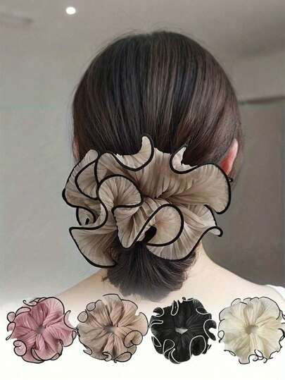 Elegant Pleated Hair Scrunchies Female Fashionable All-Match Super Fairy Ball Head Large Hair Rope Hair Accessories, Hair Ties, Scrunchy Hair Ties, Washing Face ,Head Piece