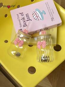 500ml(16.91oz) Butterfly Princess Series Glass Straw Cup - Ideal Gift For Holidays And Birthdays, For Coffee Or Bubble Tea Back To School