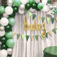 2/4 pièces Décoration de bannière triangle doré vert, fournitures de fête végétale, fanions pour Nouvel An, anniversaire, salle de classe, anniversaire, décoration de remise des diplômes, drapeaux 10 pi/5 m. Ajuster la longueur arbitrairement