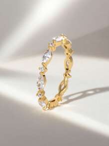 Charm-In 1pc Women's Cubic Zirconia Inlaid Daily Commute Quality Ring - Gold Model 3 - View 3