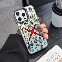 1pc Anime Themed Holographic Gradient Color Phone Case, Compatible With IPhone 16 & 17, Fashionable Creative Phone Cover, Suitable For Halloween