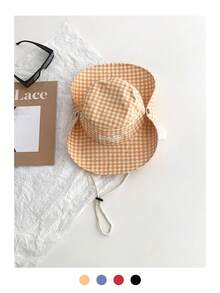 1 件女士多巴胺对比条纹宽边渔夫帽，户外徒步露营钓鱼防晒帽，轻质亚麻夏季渔夫帽 - 斜條紋撞色掛繩 - 查看 18