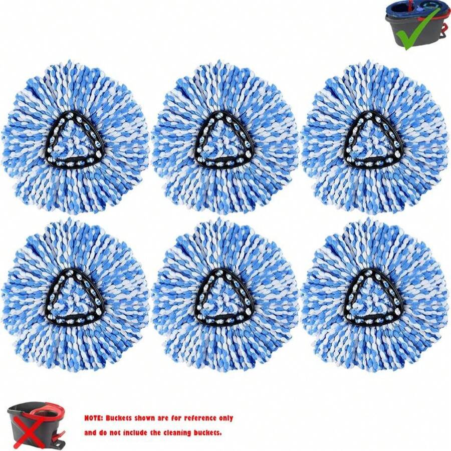 Spin Mop And Brush Compatible With O Cedar EasyWring 2-System, 5 Mop Replace Heads, 1 Mop Scrub Brush And 1 Mop Base Set, Cleaning All Hard-Surface Floor, Fluffy Microfiber, Washable And Easy To Replace, Springtok2025