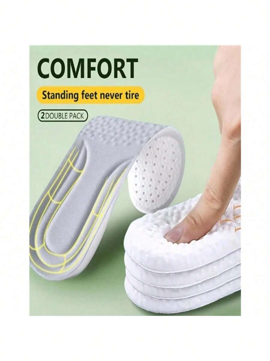 1 Pair Grey Memory Foam Sport Insoles, Shoes Sole Cushion, Running Shock-Absorbant Breathable Deodorization EVA Soft Pad