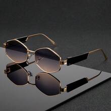 1pc Polygonal Geometric Design Glasses, Futuristic Thick Frame Glasses, Suitable For Daily Wear