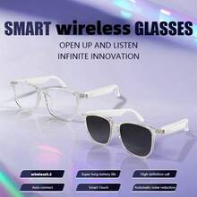 Smart Wireless Glasses, Outdoor Music And Calls, Light To Wear, Remote Control Photography, Built-In Microphone And Speaker, Noise Reduction Function, Touch Operation, Dual Magnetic Charging, Stylish Design, Suitable For Office, Driving And Outdoor Activities - White - View 10