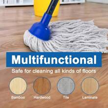 Mop For Floor Cleaning2 Pcs Cotton String Wet Mops Replacement Head Refill Compatible With Microfiber Cloth Mop And 0.8" Diameter Mop Handle 1 Handle And 2 Mop Heads - 藍色 - 查看 5