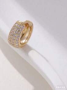 1 件/2 件时尚全锆石圆形耳环，女士优雅耳环，中性简约耳环，沙特国庆节礼物，万圣节珠宝，圣诞节礼物<厂家直销>