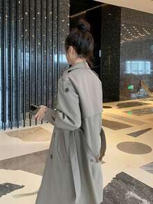 New Trench Coat Outerwear Autumn Jacket Long Coat Women's Tops Large Size Autumn Trench Coat Korean Fashion - 灰 - 查看 4