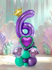25pcs/Set Royal Princess Theme Luxury Party Decoration Balloon Set - Includes 32-Inch (Approx. 80cm) Deluxe Number Balloons (0-9 Silver/Pearl Pink/Purple/Gold), 18-Inch Clear Balloons, 10-Inch Romantic Heart Balloons (Red/Purple/Pink/Blue), And Exquisite Mini Balloons (Gold Crown/Silver Crown/Shell/Rose/Snowflake), Perfect For Frozen, Ice Palace Theme/Underwater Kingdom Theme/Magic Castle Theme/Rose Garden Theme And Other Royal Princess Style Celebrations, Baby Shower - Multicolor - View 9
