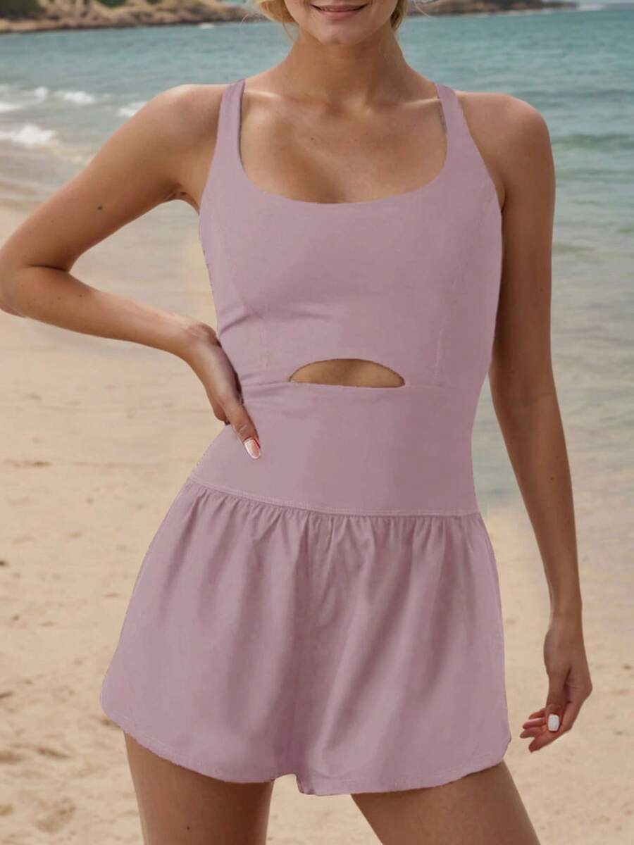 tooluck Womens Running Jumpsuit Workout Rompers Athletic Romper One Piece Outfits Exercise Jumpsuits Gym Yoga Clothes Mauve Purple - 淡紫色 - 查看 1